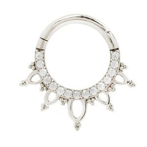 Buddha Jewelry Indra white gold and cz clicker